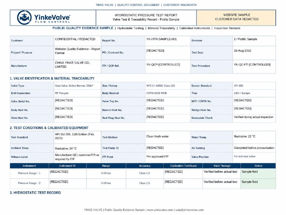 Hydrostatic Pressure Test Report Sample preview